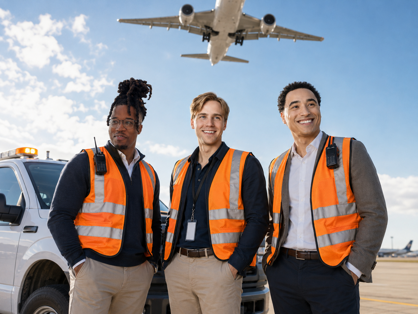 Zeta Aero founders on the tarmac — Zonta, Emil, and Temisan